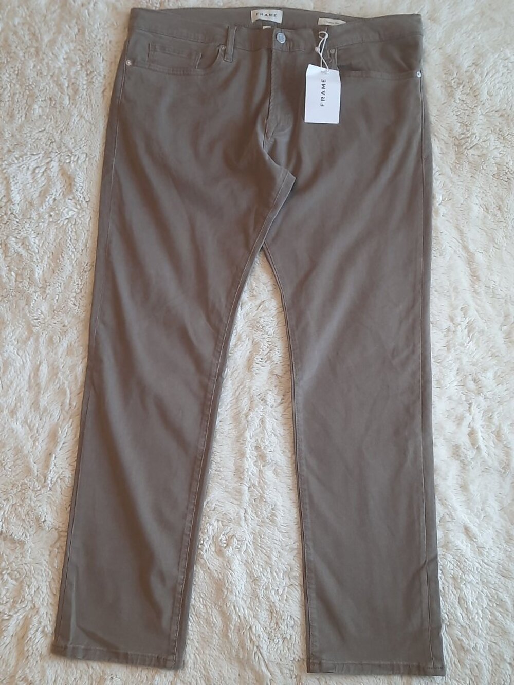 Frame Denim Dark Khaki Slim Fit Pants - 38
